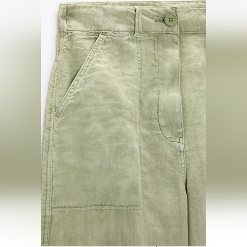 Zara Wide Leg 100% Linen  Pants - Picture 7 of 9